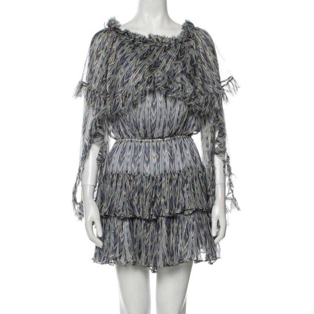Caroline Constas Dahlia Blue Silk Mini Dress Size Small